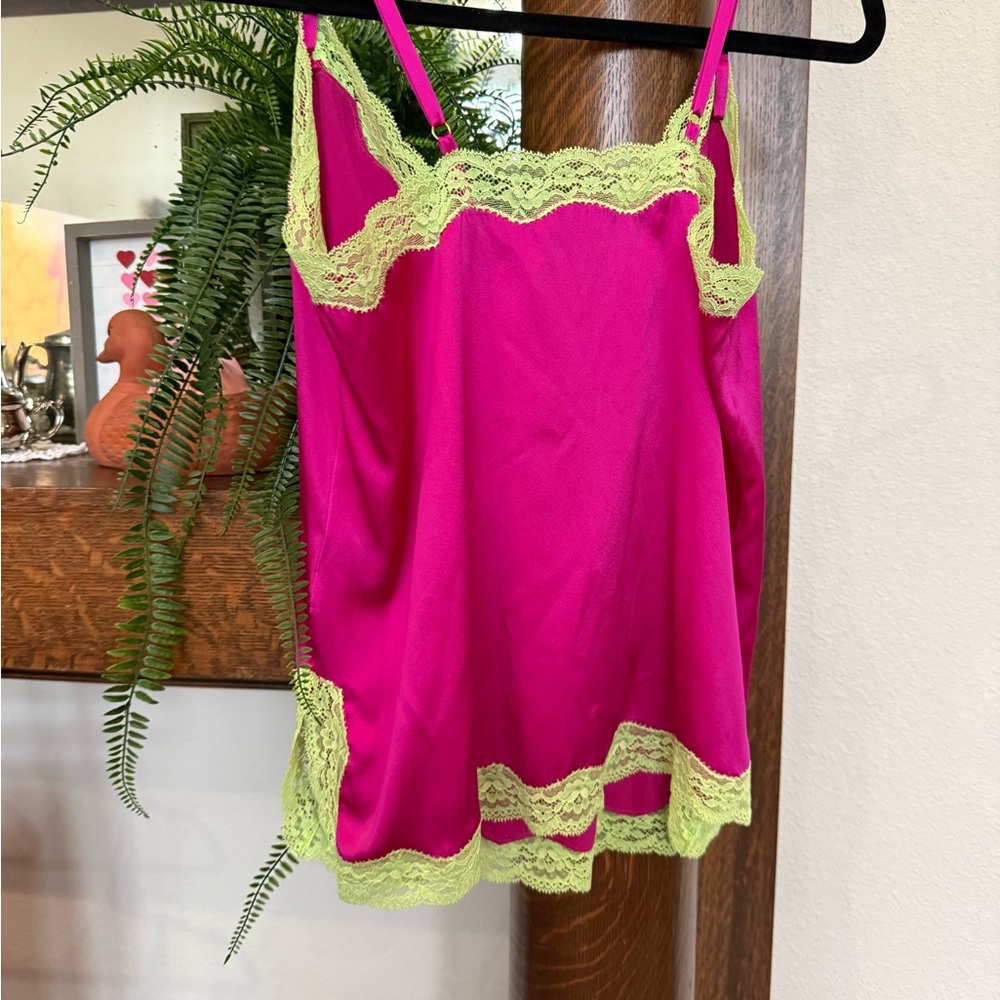 Vannina Vesperini 100% Silk  Pink and Yellow Lace Camisole - Picture 6 of 9